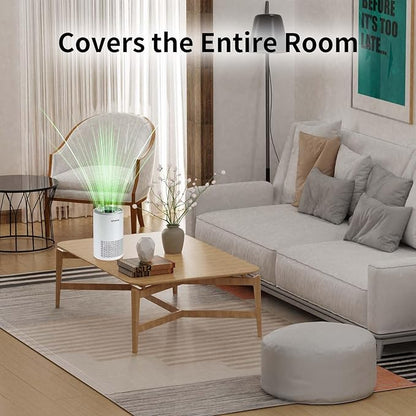 Air Purifiers for Home Pets Hair in Bedroom, Air Cleaner Covers Up to 1050 ft² Remove Smoke Pollen Dander Hair Smell, with HEPA Sleep Mode For Home Office Living Room Drom, SAP300C, White