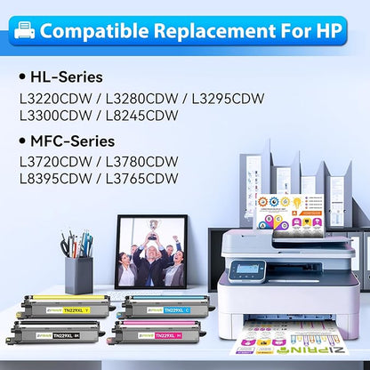 ZIPRINT TN229XL TN229 Toner 4 Pack Compatible Replacement for Brother TN229XL TN 229 Toner Cartridges for MFC-L3780CDW HL-L3280CDW MFC-L3720CDW HL-L3220CDW HL-L3300CDW HL-L3295CDW Printer