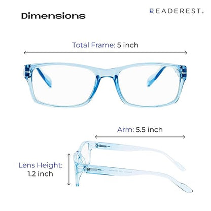 Readerest 0.75 Blue Light Reading Glasses - Lightweight Computer Glasses - Eye Strain, UV Glare Protection (Blue+Clear)