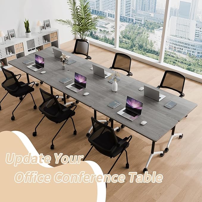 8-10 Person Conference Table Folding Conference Table for Office,Training, Seminar,Schools Modern Wood Conference Meeting Room Table Large Rectangular Conference Room Tables（4PCS,47in）