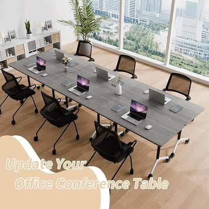 8-10 Person Conference Table Folding Conference Table for Office,Training, Seminar,Schools Modern Wood Conference Meeting Room Table Large Rectangular Conference Room Tables（4PCS,47in）