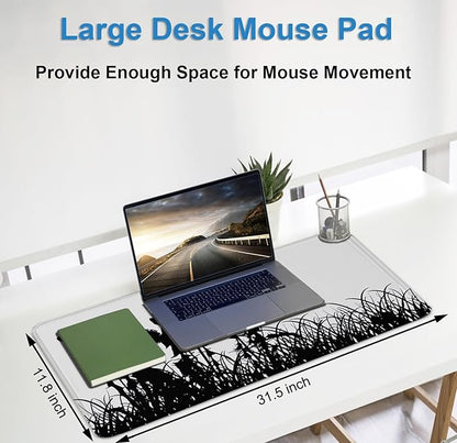 Large Gaming Mouse pad, Waterproof Mousepad with Stitched Edges, Premium Microfiber Cloth Surface, Non-Slip Base Keyboard Desk Mat for Home Office Gaming, Flowers Plants