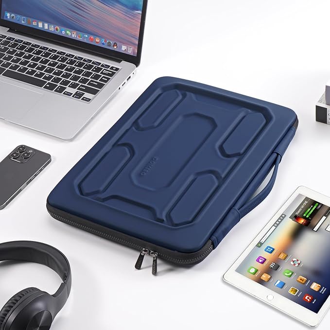 DOMISO 13.3 inch Laptop Sleeve with Handle Shockproof Computer Bag Waterproof EVA Protective Carrying Case for 13-13.3 inch Notebooks/13 MacBook Air/MacBook Pro Retina/Dell XPS 13/HP,Dark Blue