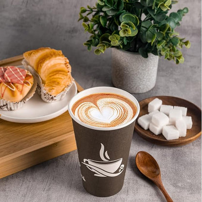 LITOPAK 210 Pack 16 oz Paper Cups, Brown Disposable Hot Coffee Cups for Party, Picnic, Travel, and Events