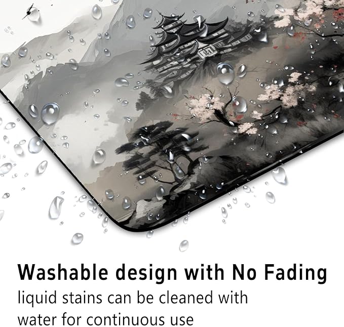 Cherry Blossom Patterns Desk Mat, Large Gaming Mouse Pad Non-Slip Rubber Base with Stitched Edges, Waterproof Protection for PC Laptop Home Office Desk Decor (12.5x10.5in)