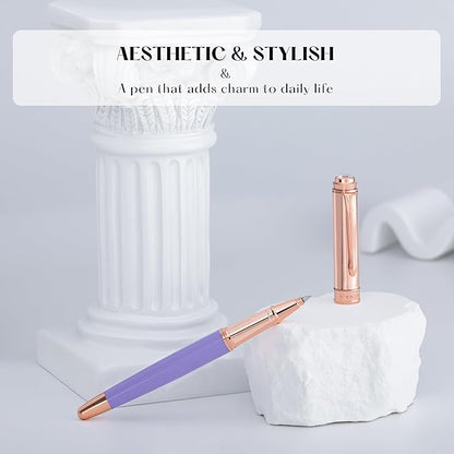 Stylish Purple Pen, With 8mm Brilliant diamond,Attractive Real Rose Gold Finish, Luxury Bling Rollerball Pen Bling,Girly Pens,Schmidt Black Refill,Fancy,Elegant Nice Pens Gifts for Women