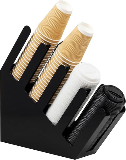 Mind Reader Cup and Lid Dispenser, Countertop Organizer, Coffee Bar, Beverage, Kitchen, Breakroom, 4"L x 18"W x 16"H, Black
