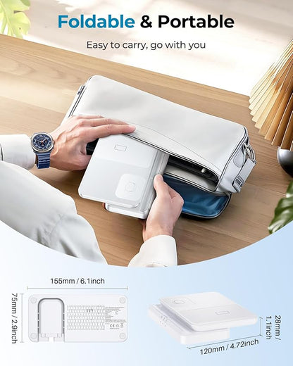 EGV Wireless Charger for Samsung – 3 in 1 Wireless Charging Station for Galaxy S26 Ultra S25 S24, Z Fold Flip 7/6, Detachable Watch Charger for Galaxy Ultra 8/7/6, Foldable, Fast Charging, White