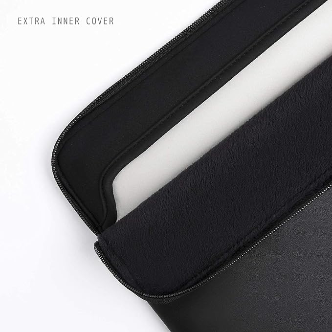 Comfyable Slim Protective Laptop Sleeve 15 Inch 14 Inch, PU Leather Bag Compatible with 15" MacBook Air (Snug Fit) M4 2025 & 14" MacBook Pro M4 (Loose Fit), Computer Case for Mac, Black