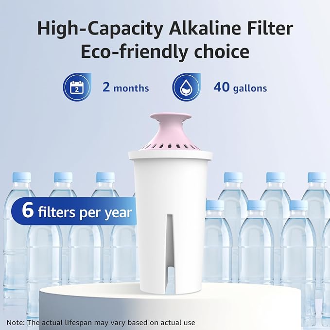 Overbest Magnesium Pitcher Water Filter, Replacement for Brita® Pitchers and Dispensers, Brita® Classic 35557, OB03, Mavea® 107007, and More, Includes 6 Filters