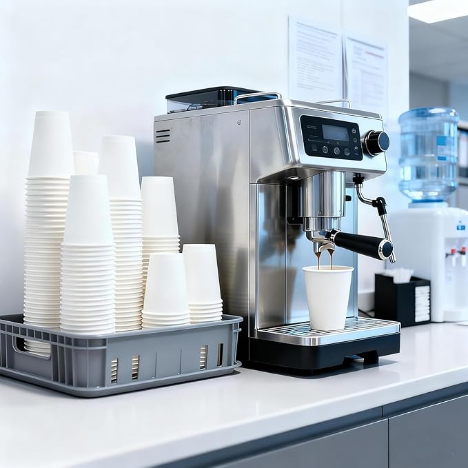 50 Pack 10 oz Coffee Cups - Leakproof & Sturdy Disposable Paper Cups for Hot & Cold Drinks (BPA Free), Bulk White Paper Cups for Office, Home, Cafe, Party, Events