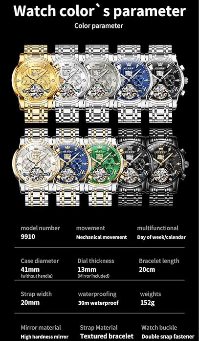 OLEVS Mens Watches Vintage Leather Band Dress Classic Easy Reader Arabic Numerals Analog Quartz Waterproof Date and Day Blue/Black/White Large Face Men's Wrist Watches