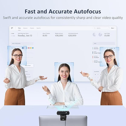 NexiGo HelloCam Pro, Webcam with Windows Hello, 1080P 60FPS Autofocus, True Privacy, Automatic Electronic Shutter, Computer Camera, Microphone, Facial Enhancement, HD USB Web Cam