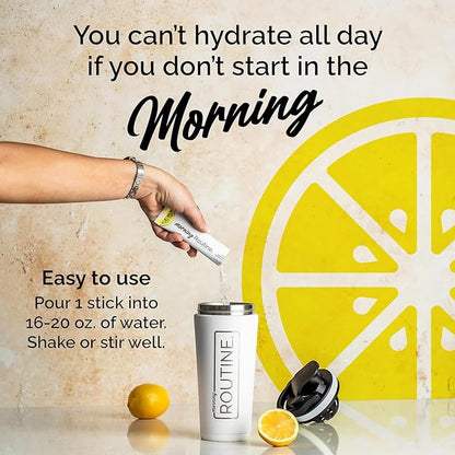 ROUTINE Morning Daily Hydration | Electrolyte Powder Packets with Apple Cider Vinegar, Lemon, and Sea Salt | Keto & Paleo-Friendly Electrolyte Drink Mix (90 Pack)