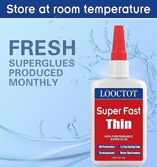 60g(2.12 oz) Thin Super Glue Dries Super Fast (2-5 Sec) Premium CA Glue for Woodworking, Woodturning, Hobby Models, CA Finish, Inlays. Waterproof Clear