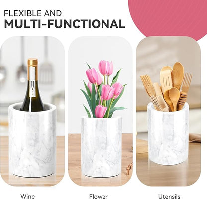 Marble Wine Chiller for Bottle,Wine Chiller Bucket,Wine Cooler Bucket for Any 750ml Bottle Champagne Chiller for Parties,Wine Bottle Chiller,Wine Bottle Cooler,Wine Gifts for Women Man (White)