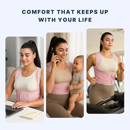 Fit Geno Back Brace Posture Corrector for Women: Shoulder Straightener Adjustable Full Back Support Upper and Lower Back Pain Relief - Scoliosis Hunchback Hump Thoracic Spine Corrector Large