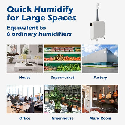Humidifier for Large Room Home 3000 sq.ft, 6.6Gal/25L Whole House Humidifier, Cool Mist Top Fill Floor Commercial and Industrial Humidifiers with 360°Nozzle, 3 Speed,Plant,Office,White