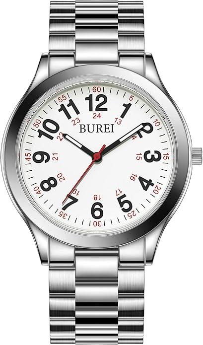 BUREI Men Watches Fashion Analog Stainless Steel Quartz Waterproof Watches,Gift for Men.