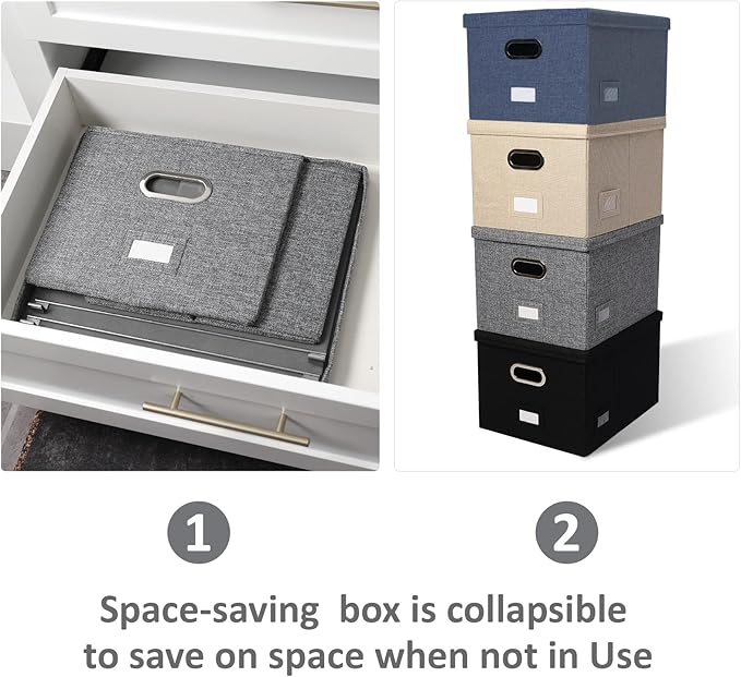 File Organizer Collapsible Storage Box for Office File Box with Lids Document Organizer for Office and Home Easy Slide Durable Hanging File Box (Gray)