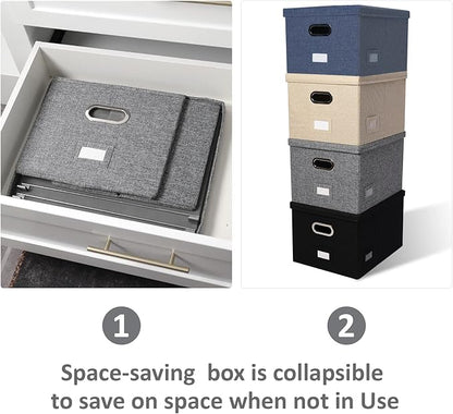 File Organizer Collapsible Storage Box for Office File Box with Lids Document Organizer for Office and Home Easy Slide Durable Hanging File Box (Gray)