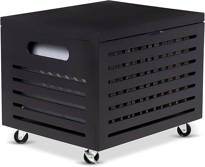 BIRDROCK HOME Bamboo Rolling File Storage Organizer Box with Lid - Decorative File Cabinet on Wheels, Portable File Box on Wheels, Mobile Filing Solution - Café Noir