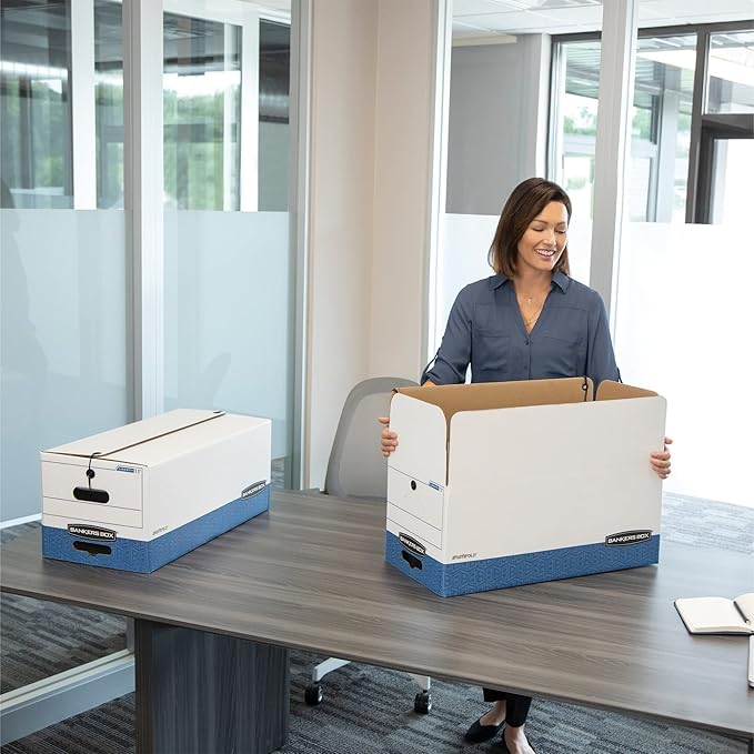 Bankers Box STOR/FILE Medium-Duty Storage Boxes, FastFold, String and Button, Letter, Case of 12 (00704)
