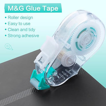 M&G 6 Pack Double Sided Tape Roller Set, Total 157FT x 0.33inch,Glue Tape with Roller Scrapbook Tape Supplies, Adhesive Tape Runner for Craft School Scrapbooking Home Office