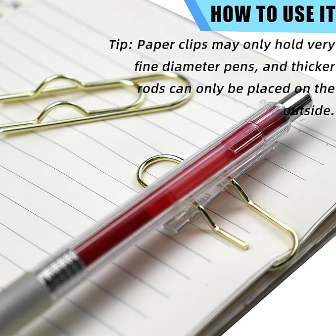 18 PCS 2.75 Inch (70mm) Paper Clips Gold Rust Resistant Metal Strong Pen Clip Style Paperclips for Office School Documents