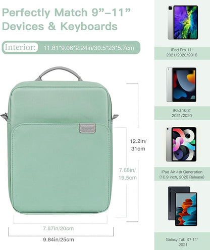 MoKo 9-11 Inch Tablet Sleeve Bag Handle Carrying Case with Shoulder Strap Fits 11inch iPad Air M3, iPad A16 2025, Pro 11 inch, iPad 10/9/8/7th Gen, Tab S8/S9 11", Cyan