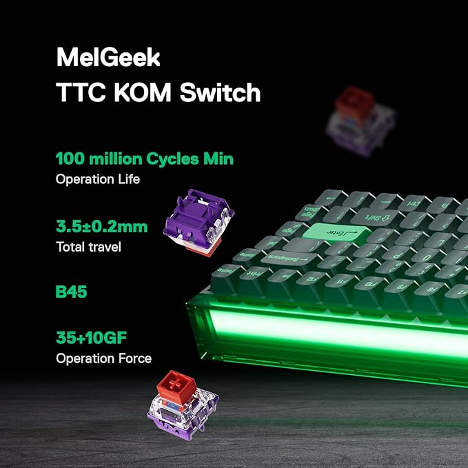 MelGeek MADE84 Pro Wired Keyboard, Hall Effect Magnetic Switch Gaming Keyboard, 75% Compact Rapid Trigger, Hot-Swappable, RGB Snap Tap & Adjustable Actuation, Online HIVE Custom (DF Green)
