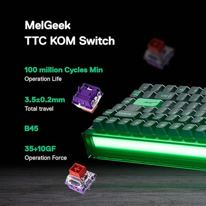 MelGeek MADE84 Pro Wired Keyboard, Hall Effect Magnetic Switch Gaming Keyboard, 75% Compact Rapid Trigger, Hot-Swappable, RGB Snap Tap & Adjustable Actuation, Online HIVE Custom (DF Green)