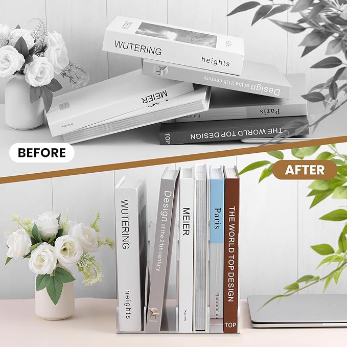 Acrylic Scalloped Magazine File Holder Workspace Vertical Organizers Binder Holder Organization Folder Rack for Desk Office Bookend Notebooks Envelopes Mail Organizer