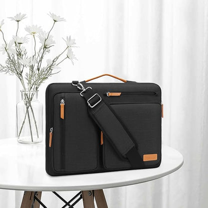 MOSISO 360 Protective Laptop Shoulder Bag,13-13.3 inch Computer Bag Compatible with MacBook, HP, Dell, Lenovo, Asus Notebook,Side Open Messenger Bag with 4 Zipper Pockets&Handle, Black