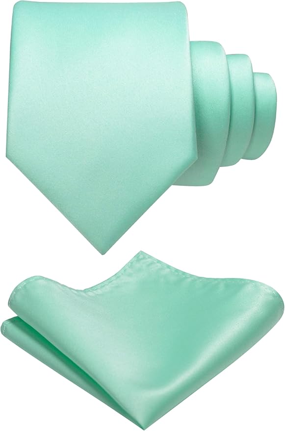 RBOCOTT Solid Color Tie and Pocket Square Hankerchief with Lapel Pin Set for Men