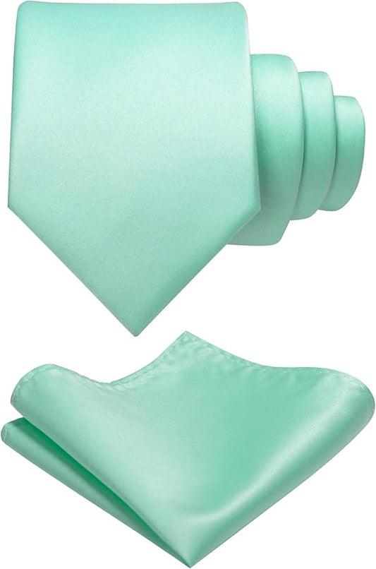 RBOCOTT Solid Color Tie and Pocket Square Hankerchief with Lapel Pin Set for Men