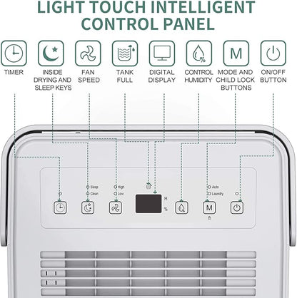 Uhome 30 Pint Dehumidifier - for Basement with Activated Carbon Filter,Ultra Quiet, Humidity Sensor, Auto Shut Off, Continuous Drainage Hose - Ideal Dehumidifiers for Home, 1500 Sq Ft Dehumidifiers