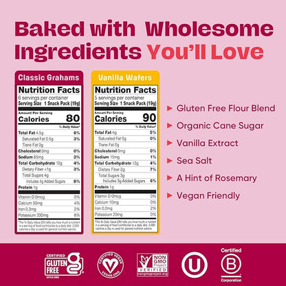 Gluten Free Partake Mini Classic Graham Crackers & Vanilla Wafer Cookies Variety Pack - Vegan - Free From the Top 9 Allergens Including Dairy, Wheat, Soy, Eggs, & Peanuts - Non GMO - Safe School & Office Snack (21 Packs, 0.67 oz)
