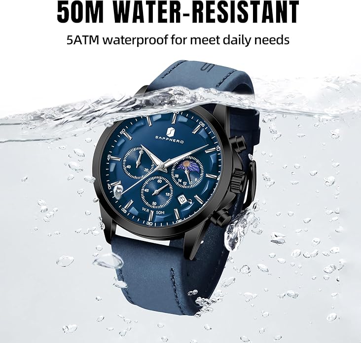 BY BENYAR Mens Watches Analog Quartz Chronograph Waterproof Wrist Watches for Men Fashion Business Work Casual Sport Designer Dress Watch with Calendar Elegant Gifts for Men