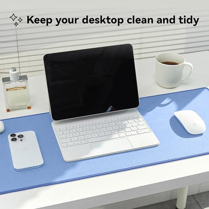 Waterproof Large Gaming Mouse Pad with Durable Stitched Edges, Non-Slip Rubber Base, Grainy Jacquard Mouse Mat Desk Pad for Home Office Gaming, 31.5''x11.8''x0.12'', Matte Blue