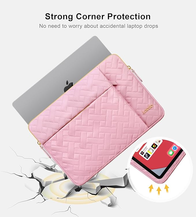 Lacdo Laptop Sleeve Case for 14 inch New MacBook Pro M5/M4/M3/M2/M1 Chips Pro Max A3434 A3112 A3401 A3185 A2918 A2992 A2779 2025-2021, 13.8" Surface Laptop 7th Copilot+PC Computer Bag, Sakura Pink