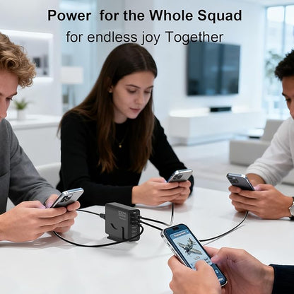 iPhone 17 Charger USB C Fast Charger Block, 3 Type C Port Each 40W Charger for iPhone 17 16 15 Pro Max Plus, Galaxy, iPad, Tablet, Total 165W GaN 6 Port Wall Charging Station Hub Adapter Black