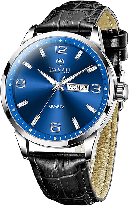 Watches for Men Leather Large Arabic Numerals Mens Watches Waterproof Band with Date Quartz Men's Wrist Watch