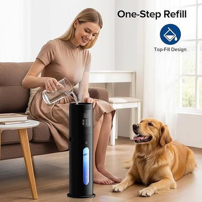 Smart Humidifiers Large Room, 7L/1.85Gal Cool Mist Humidifier for Bedroom, Top Fill, Smart App & Remote Control, 4 Mist Levels