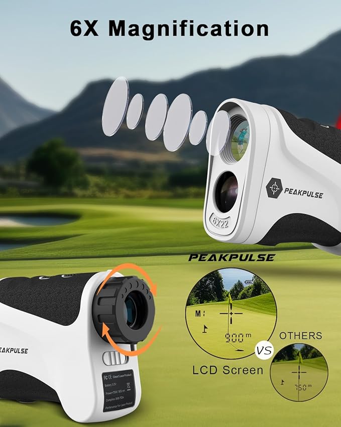 Golf Rangefinder 650/1200/1700 Yards Range Finder Golfing 6X Magnification 0.5 Yard Accuracy Flag Pin Lock Vibration Fast Focus High Clarity Display Easy to Use