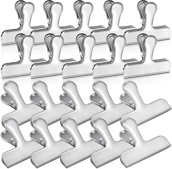 Bag Clips, 20 Pack Stainless Steel Chip Clips for Food, Food Clips Heavy Duty Clamp Clips Kitchen Clips Snack Clips for Office Kitchen Home