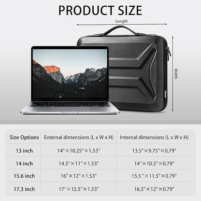 DOMISO 15.6 Inch Laptop Hard Case, Waterproof Shockproof Hard Shell Laptop Sleeve Protective Computer Bag for Most 15-15.6" Laptops/Macbook Pro/Lenovo IdeaPad/HP ENVY/Dell XPS, Black