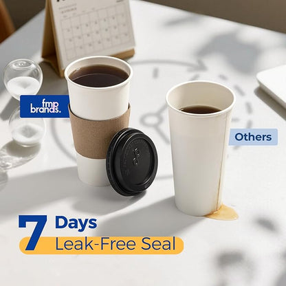 Fit Meal Prep 24 oz 50 Pack To Go Coffee Cups with Lids and Sleeves, Disposable Paper Coffee Cups with Lids for Hot/Cold Beverage