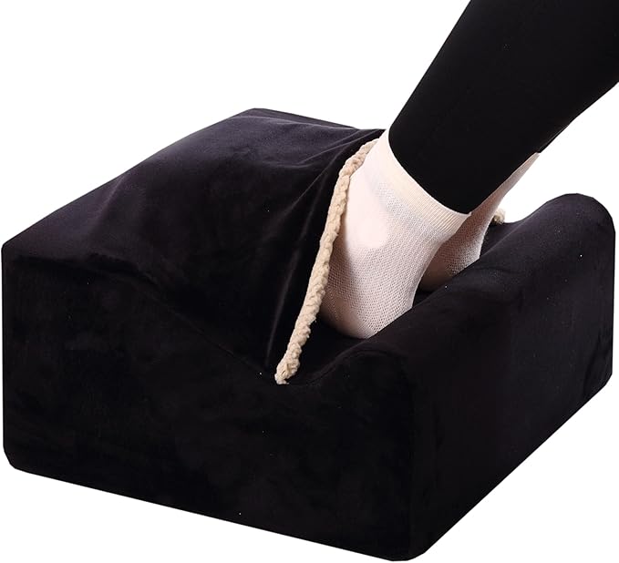 Foot Rest for Under Desk at Work,at Work Soft Ergonomic Footrest,Support Foot Pillow,Heel Chair,Leg Elevation Pillow,(Black) (Black+)