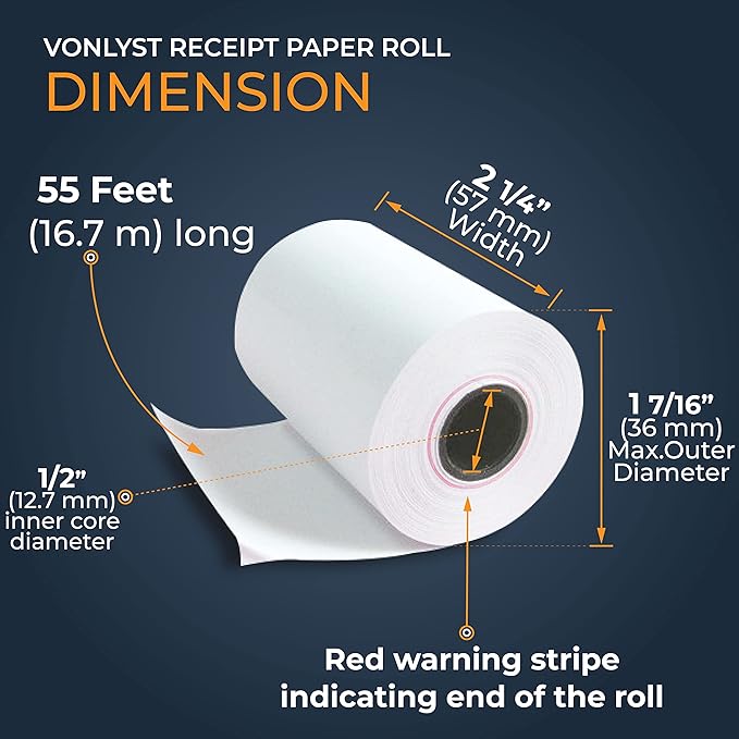 Receipt Paper Roll for Square Terminal Credit Card Machine (10 rolls)